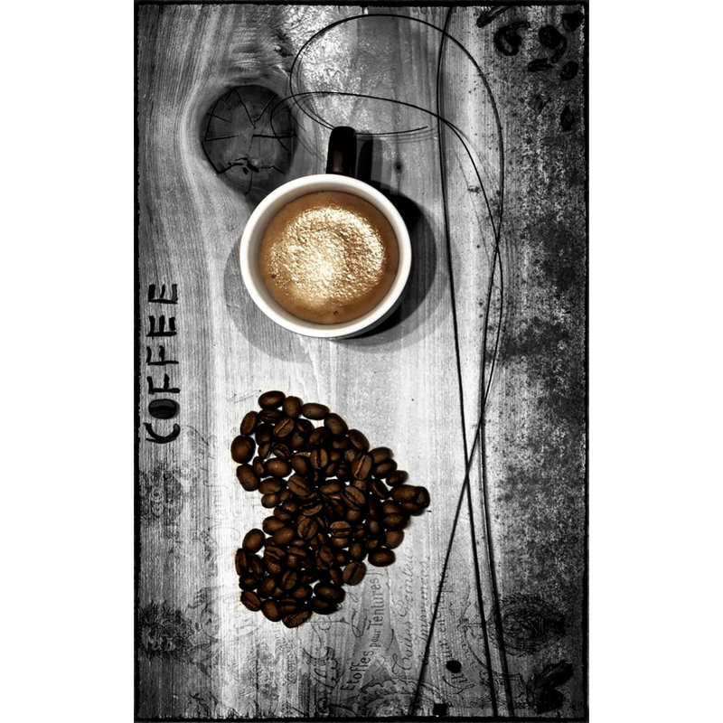 COFFEE kitchen rug, Rectangle 90 x 130cm, Grey
