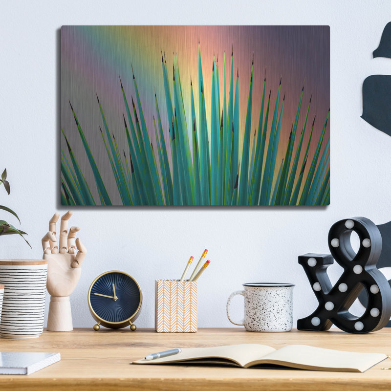 «Prism Plant» par Dennis Frates, art mural en métal, 24 po x 16 po, H 12 po x l 16 po