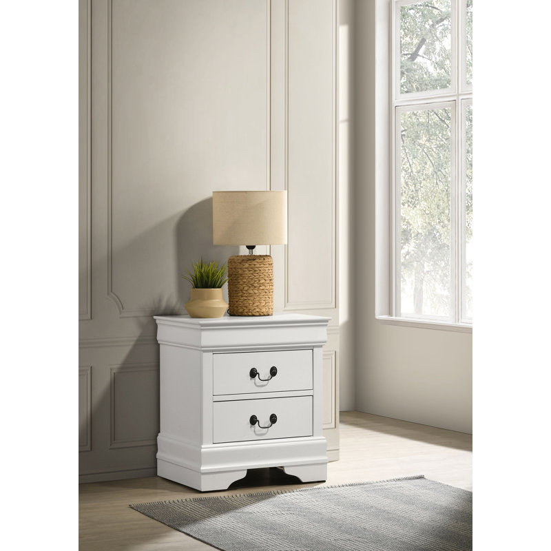 Daleyza 2-drawer Nightstand Bedside Table White, White/Matte Black