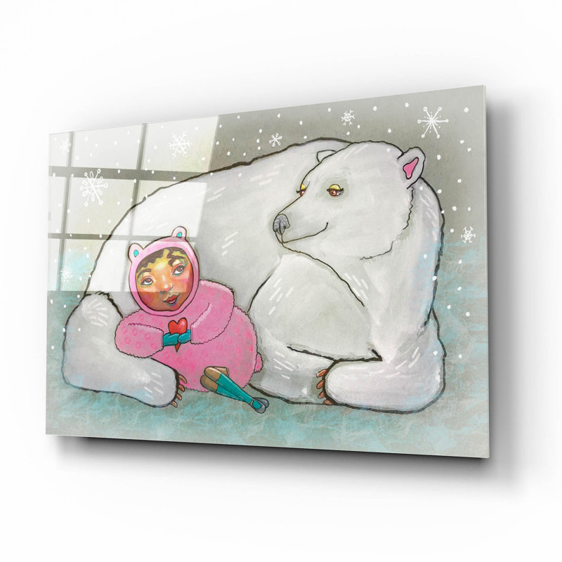  «Me and Bear Are Like This» par Bebe Keith, art mural en verre acrylique, 16 po x 12 po