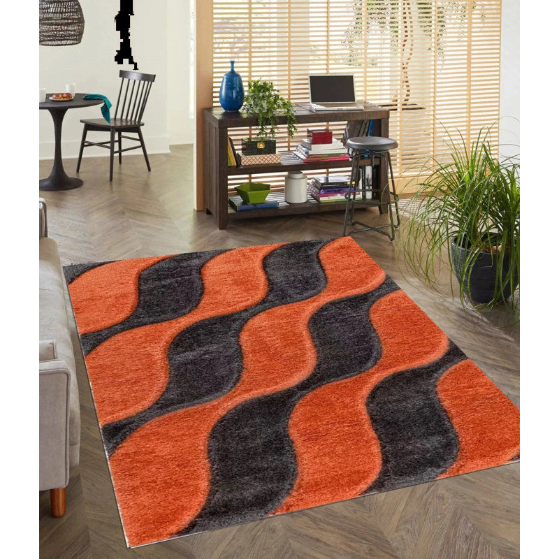 Geometric Shag Area Rug, Rectangle 200 x 290 cm