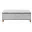 Banc rectangulaire avec rangement spacieux et revêtement gris sur pieds en bois massif