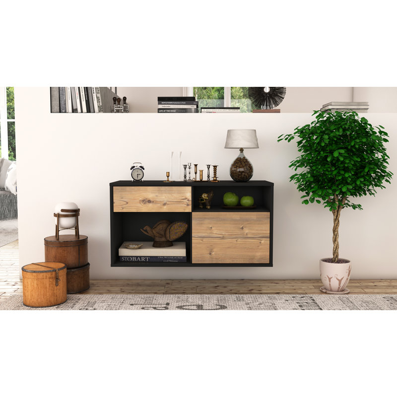 Halbrook Unfinished Floating TV Stand, Pine