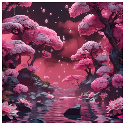 Pink Blossom Trees Quilted Bedspread All Sizes