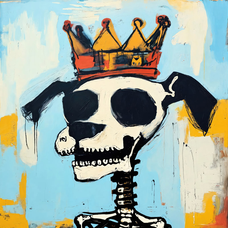 Chien 3-Hommage-Basquiat, estampe numérique sur toile tendue avec châssis, H 15 po x l 15 po