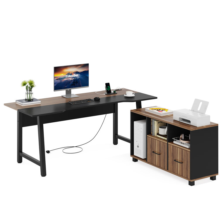 Heverlee 70.86'' Computer Desk with Outlet 17 Stories