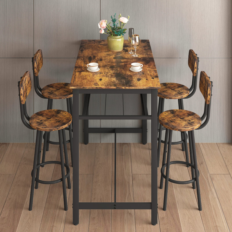 Ensemble de table de cuisine 5 pièces à hauteur de comptoir, table de bar avec 4 chaises