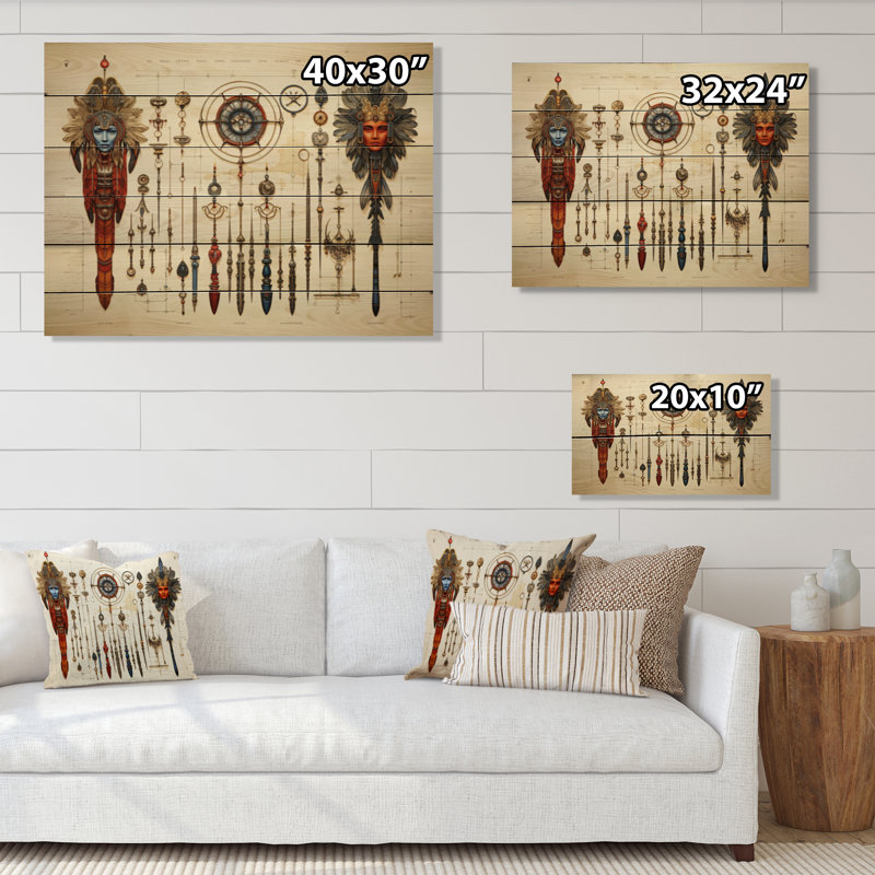Symboles sacrés d'Afrique I sur bois, H 30 po x l 40 po x P 0,78 po