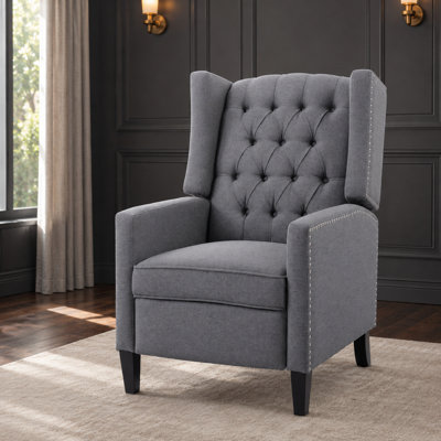 Fauteuil inclinable manuel à large fauteuil inclinable pour le bureau de cinéma maison de la chambre à coucher, structure interne en bois massif robuste, multiples positions d'inclinaison réglables, revêtement en tissu durable résistant aux taches