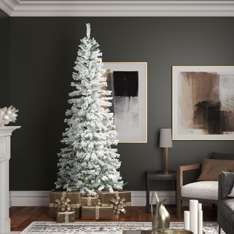7.5' White Pine Trees Artificial Chritmas Tree with 270 LED, 6.5' H