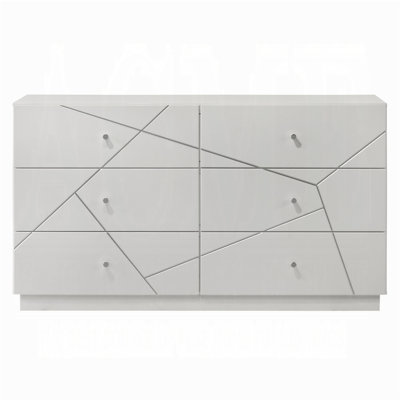 Commode de style blanc ultra moderne avec 6 tiroirs et lignes en relief