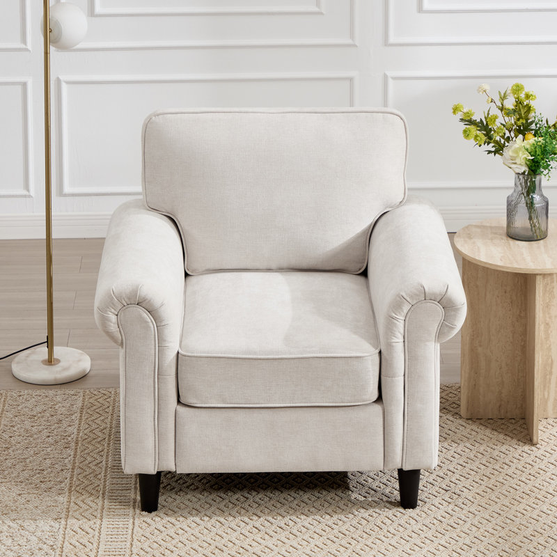 Upholstered Armchair Fabric Accent Chair Set Of 2, Beige