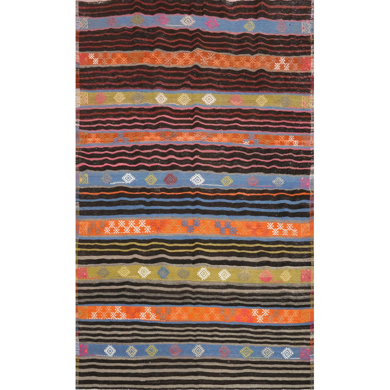 Tapis rayé en laine 7 x 10