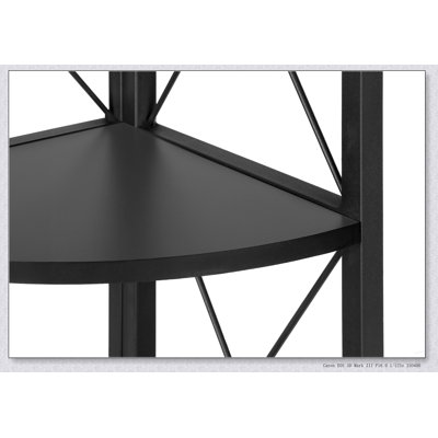 Étagère de coin à 4 niveaux avec tablettes élégantes en stratifié noir pour le bureau et la chambre à coucher modernes