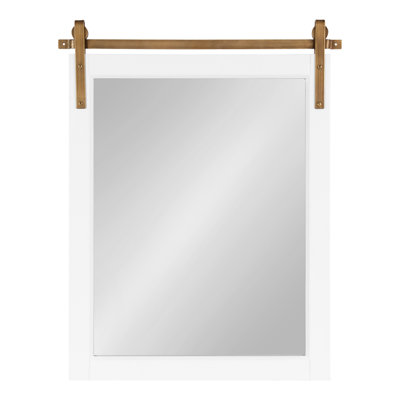 Strickler Rectangle Barn Door-Inspired Wood Wall Mirror