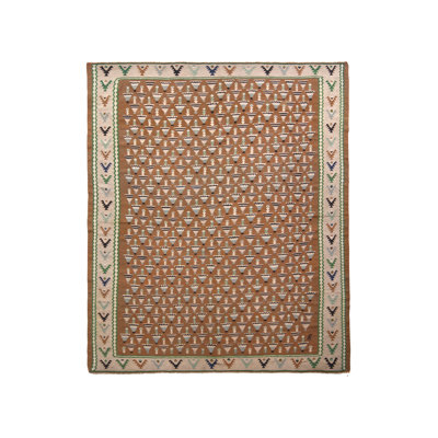 Hand-Knotted 7'11" x 9' Wool Area Rug in Brown/Beige/Pink
