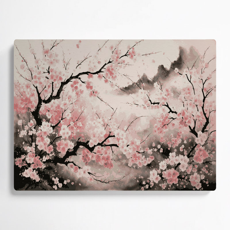 Art mural en métal Botanical Cherry Blossoms, H 132 po x l 168 po x P 0,05 po