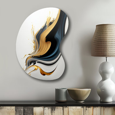Edelare - Abstract Liquid Ink Boom Shape Irregular Metal Wall Decor