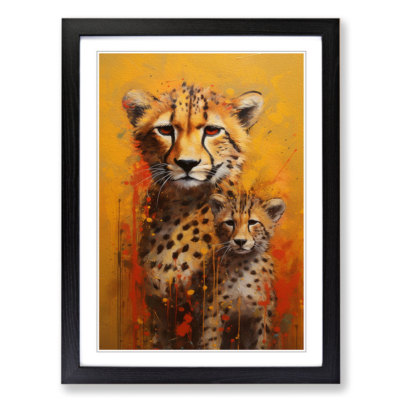 Cheetah Dadaism - Single Picture Frame Print on Wood, Black Framed, 34cm H x 25cm W x 2cm D