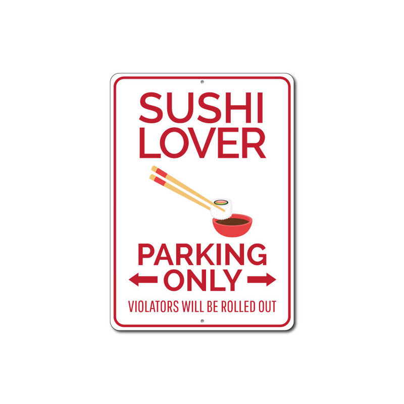 Enseigne en aluminium pour les amateurs de sushi, H 18 po x l 12 po x P 0,06 po