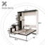 Lit escamotable double avec bureau, tablettes de rangement et armoires noires et blanches