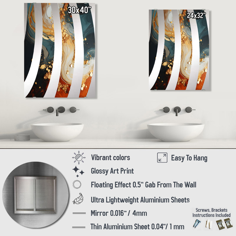 Daloni - Miroir à peinture abstraite, décoration murale MIR137155, 32 po x 24 po