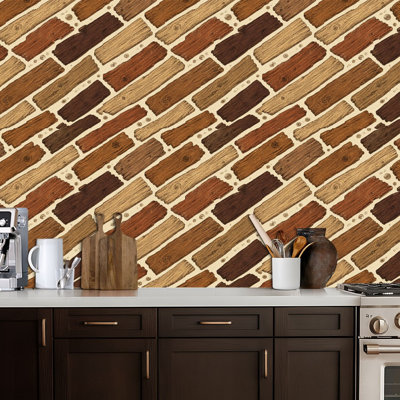 Peel and Stick Wallpaper Wood Plank Rustic Brown Timber Hand Drawn Natural Grain Contact Paper Removable Self Adhesive Wall Mural Wall Decor for Bedroom Kitchen Cabinets 24in x 118in