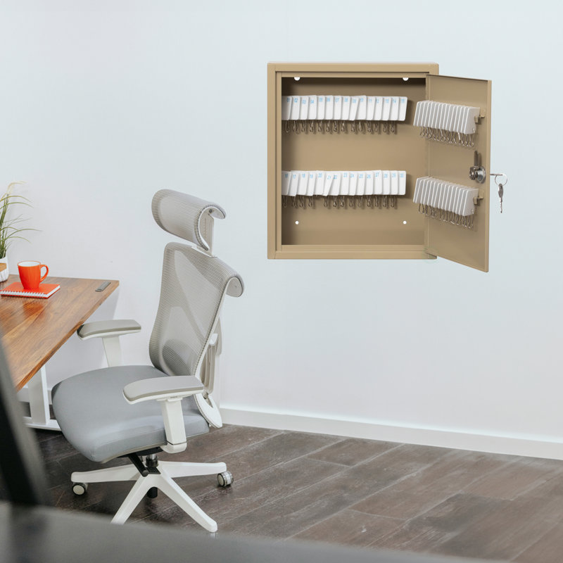 Armoire de sécurité en acier à 60 clés avec étiquettes numérotées et serrure à clé Ebern Designs