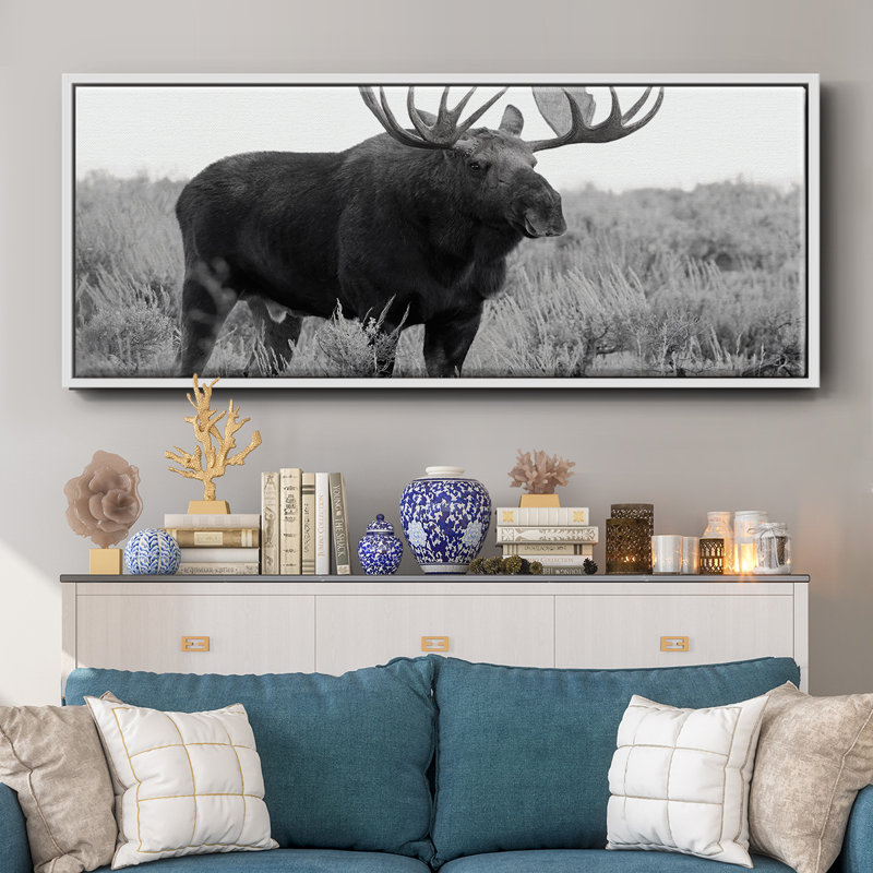Grand Teton Bull Moose - toile encadrée, H 12 po x l 30 po