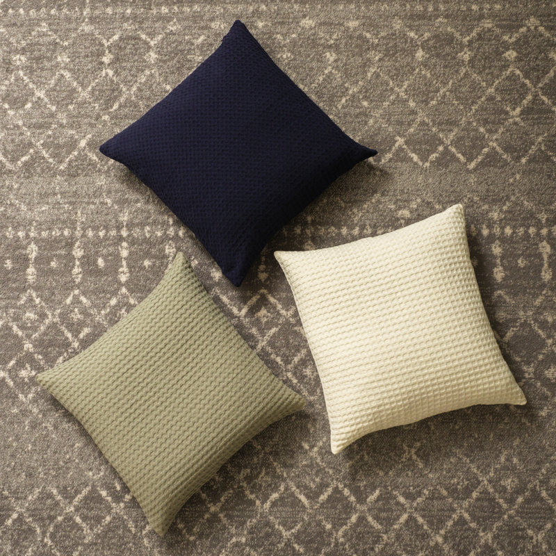 Coussin décoratif gaufré géant 20 po x 20 po , Crème Cannoli