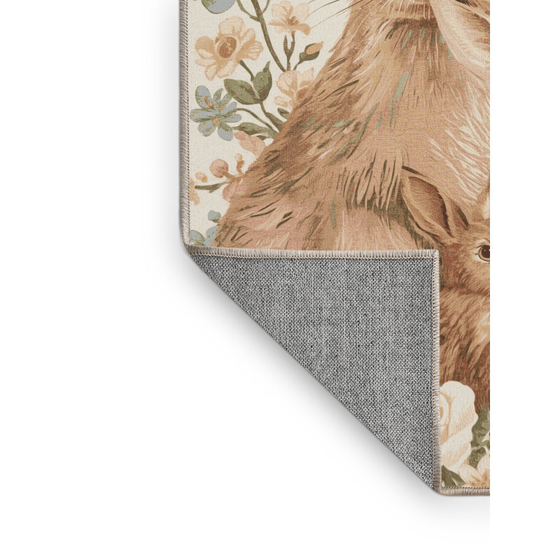 Tapis beige moderne et contemporain lavable à la machine Ahart, 2 x 5