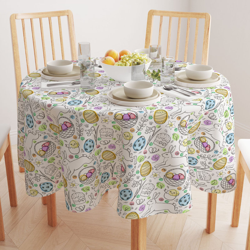 Barker Geometric Round Easter Tablecloth, 96" x 96"