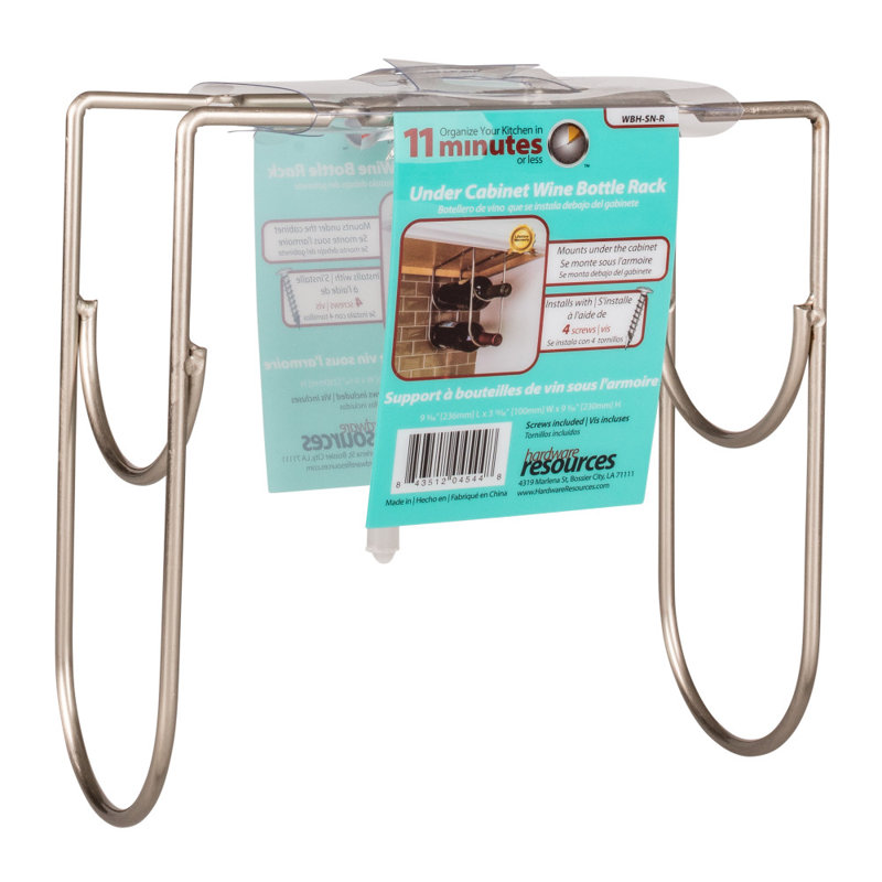 2 Bottle Hanging Wine Bottle Rack, Satin Nickel
