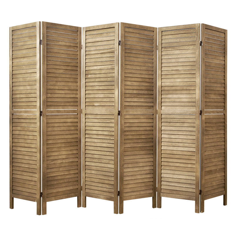 Cloison 5,6 pi en bois à persiennes - mur temporaire avec charnières doubles - blanc, brun, naturel, 6, Brun