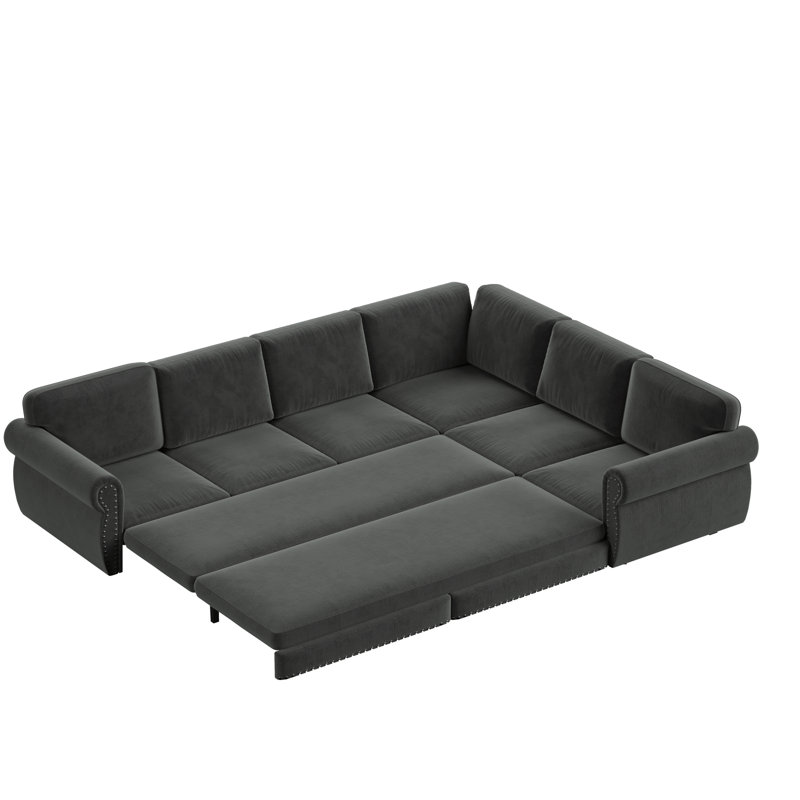 Canapé convertible en chenille en L avec lit escamotable pour le salon et le bureau