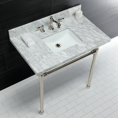 Lavabo de salle de bain console rectangulaire en céramique avec trop-plein Dreyfuss