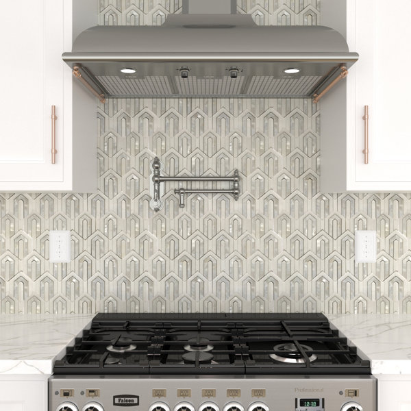 8.85" x 9.44" Marble Mosaic Wall Tile