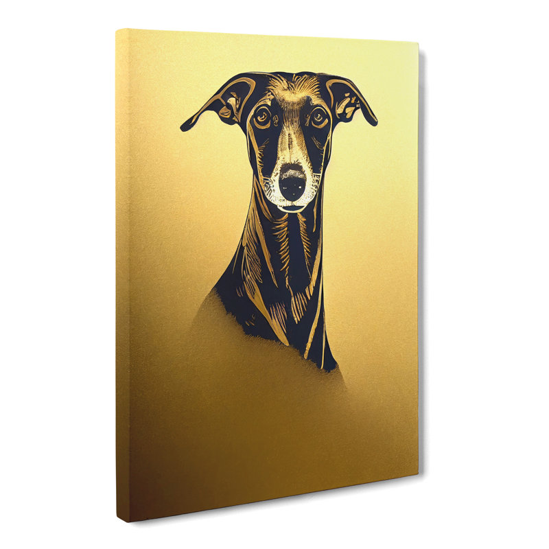 Greyhound Gold Leaf - Wrapped Canvas, 50cm H x 35cm W x 3cm D