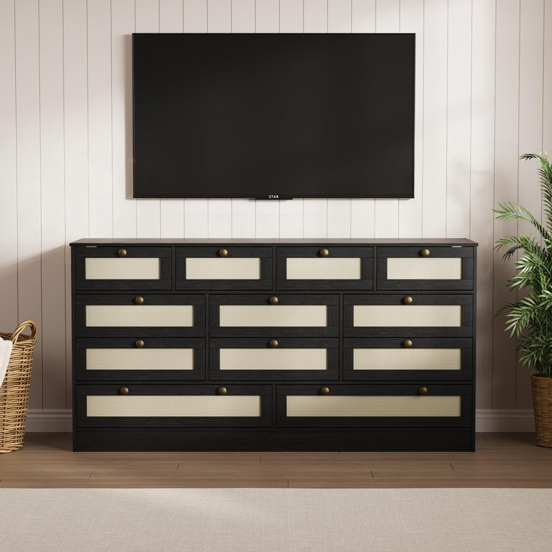 Commode 12 tiroirs Modern, Noir