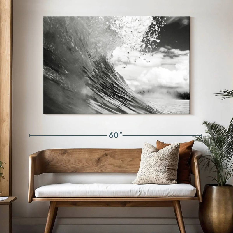 Gillard - Vague de mer monochrome, H 34 po x l 51 po