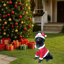 Statue de Noël de chien, figurine de chien de Noël en tenue de père Noël rouge