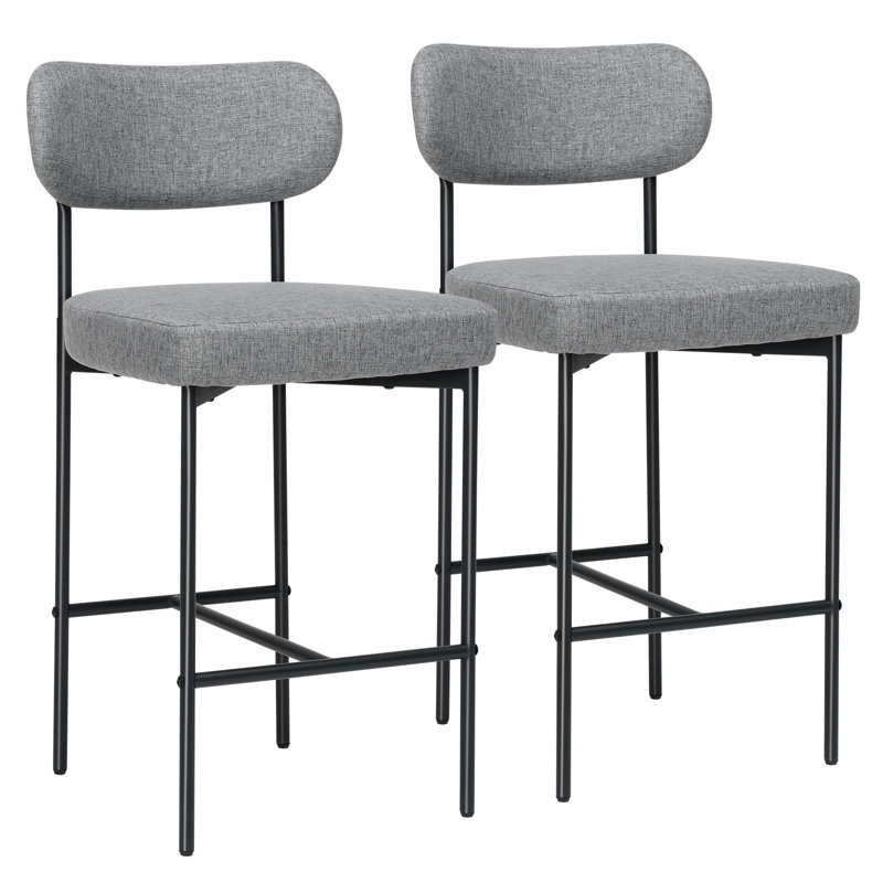 Fabric Counter Stools With Adjustable Footpads, 2, Gray, Counter Stool (26" Seat Height)