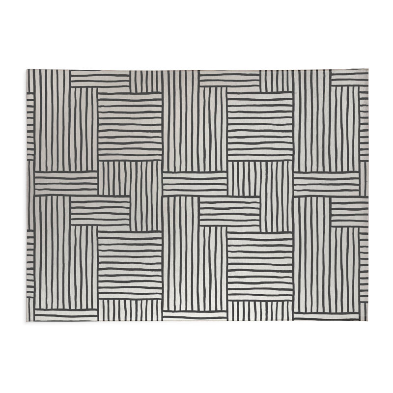 Grid Puz Kids Play Mat, Rectangle 36" x 60", Ivory/Charcoal