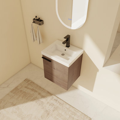 Dareth 18.13'' Wall Mounted Single Bathroom Vanity With Ceramic Top
