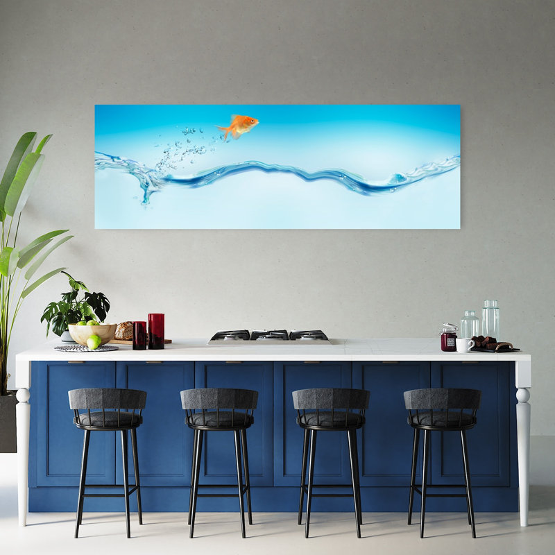 Goldfish Jumping Out Of Water by Agliolo Sanford - Wrapped Canvas Panoramic Print, 50.8 cm H x 152.4 cm W