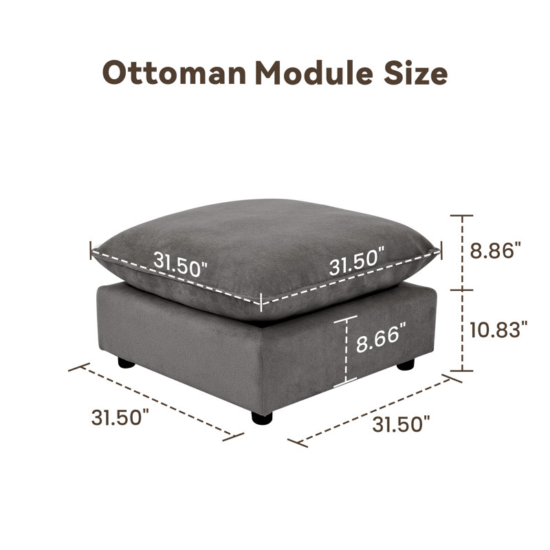 Canapé modulaire 31,5 po avec repose-pieds Heffernan, Gris chenille