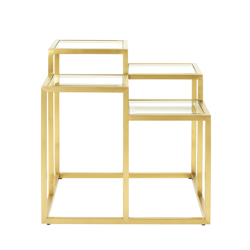 Glass Top End Table, Gold