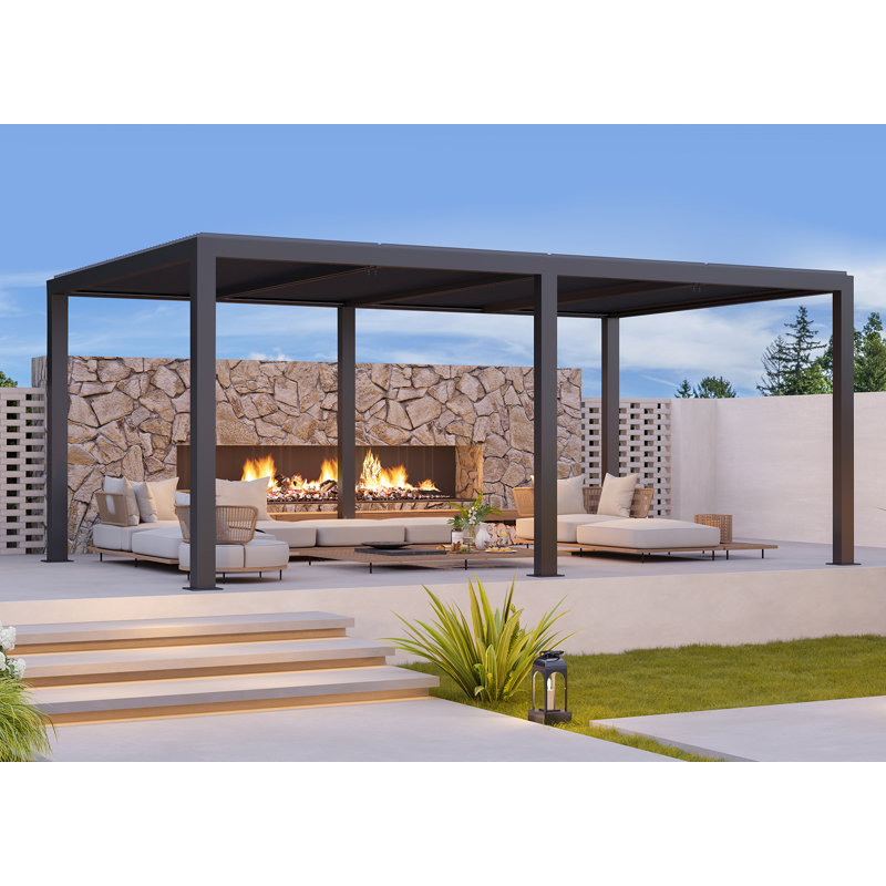 6m x 3.5m Aluminum Pergola, Grey