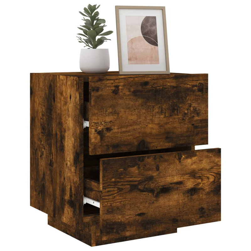 Briah 45cm W Bedside Table, Smoked Oak, Individual