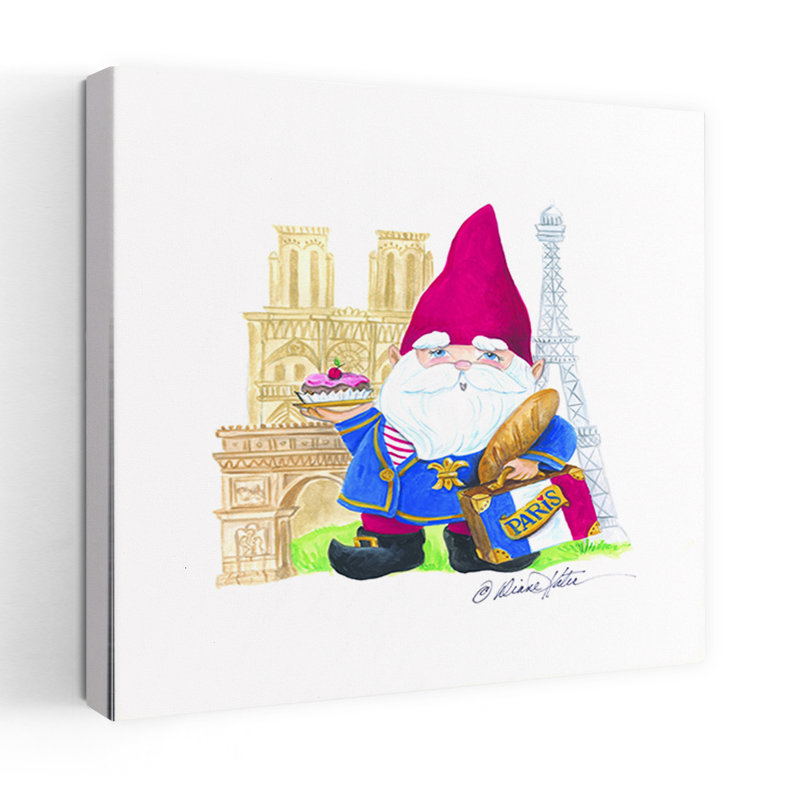 Art contemporain fantaisiste gnome de Paris, H 32 po x l 32 po